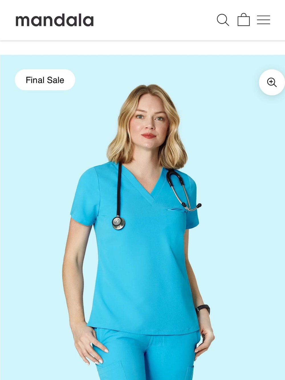 Women’s V-Neck Medical Tunic Top in Pacific Blue
